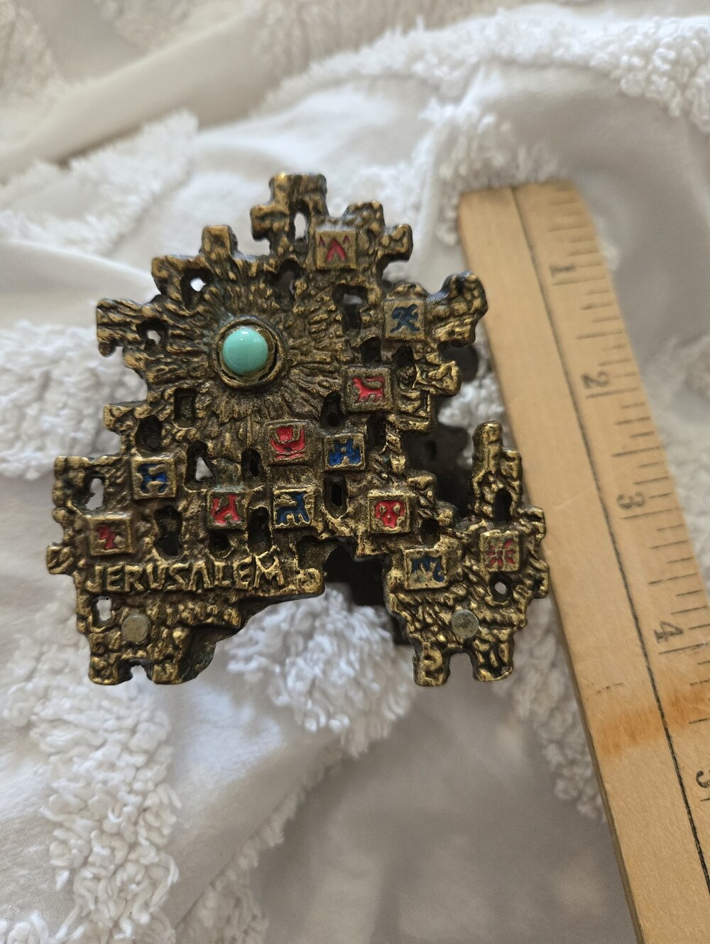 Vintage Jerusalem 12 Tribes Brass Letter/Napkin Holder